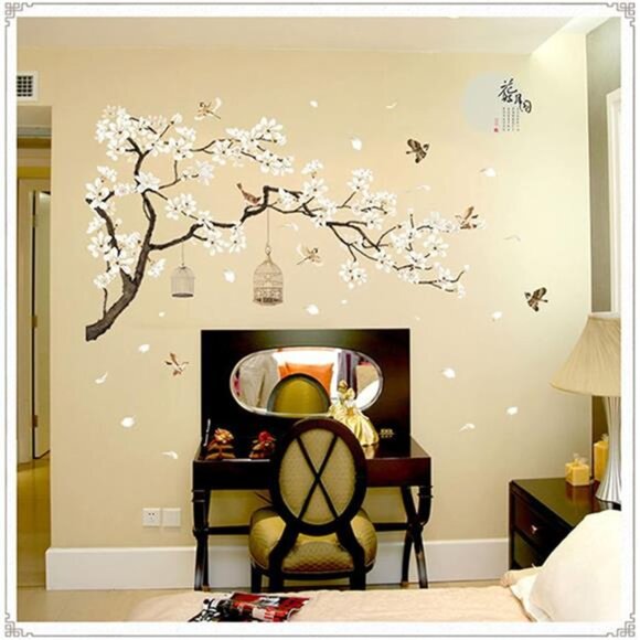 Large White Flower Wall Stickers Cherry Blossom Tree 3D Peel Stick Home Decor - Picture 5 of 8